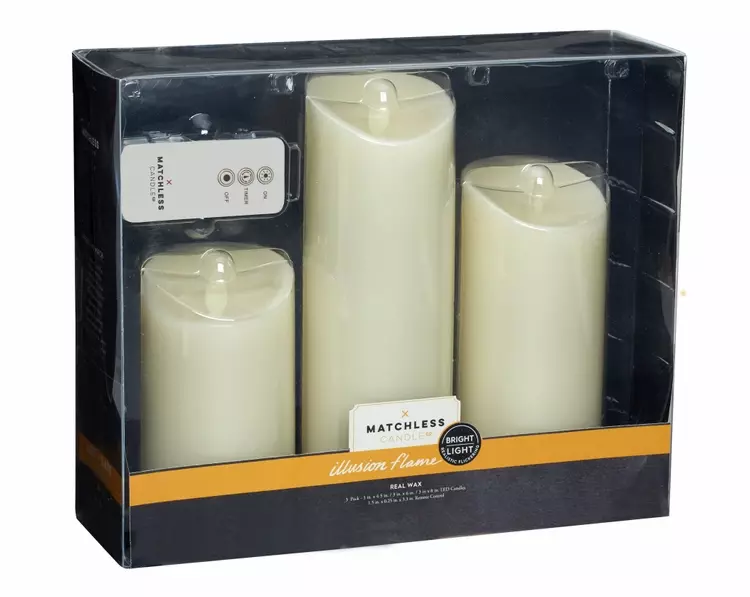 Sterno moving flame top led pillar candles